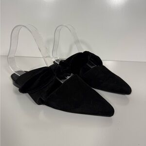 Jeffrey Campbell Black Pointed Bow Slingback Mules